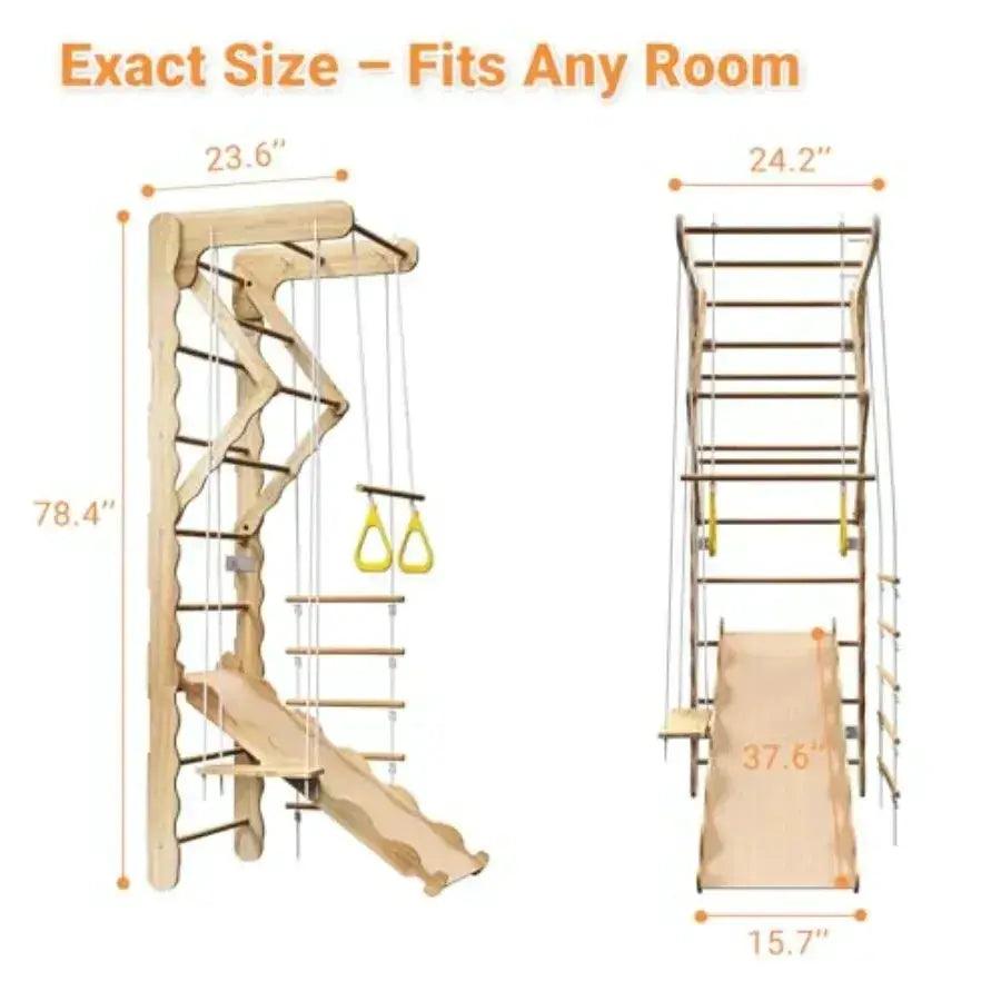  Wooden Indoor Jungle Gym With Swedish Ladder For Kids -  ToylandEU™
