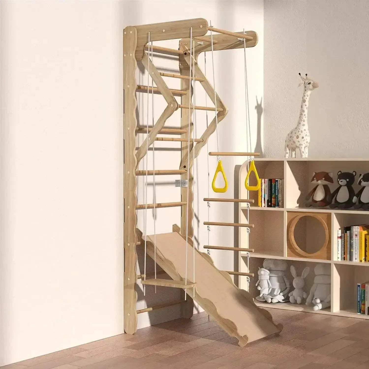  Wooden Indoor Jungle Gym Swedish Ladder Wall Mounted -  ToylandEU™