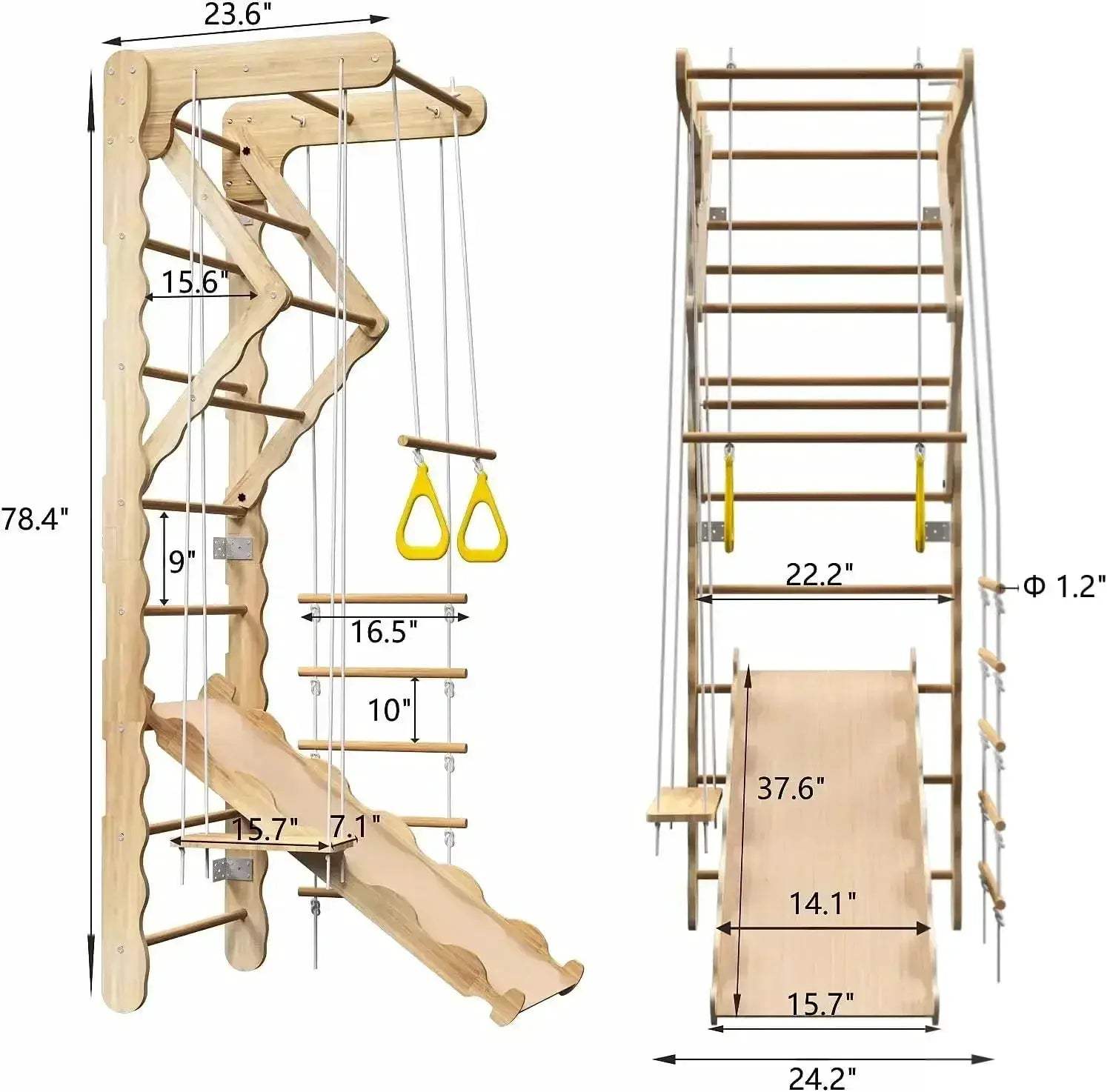  Wooden Indoor Jungle Gym Swedish Ladder Wall Mounted -  ToylandEU™