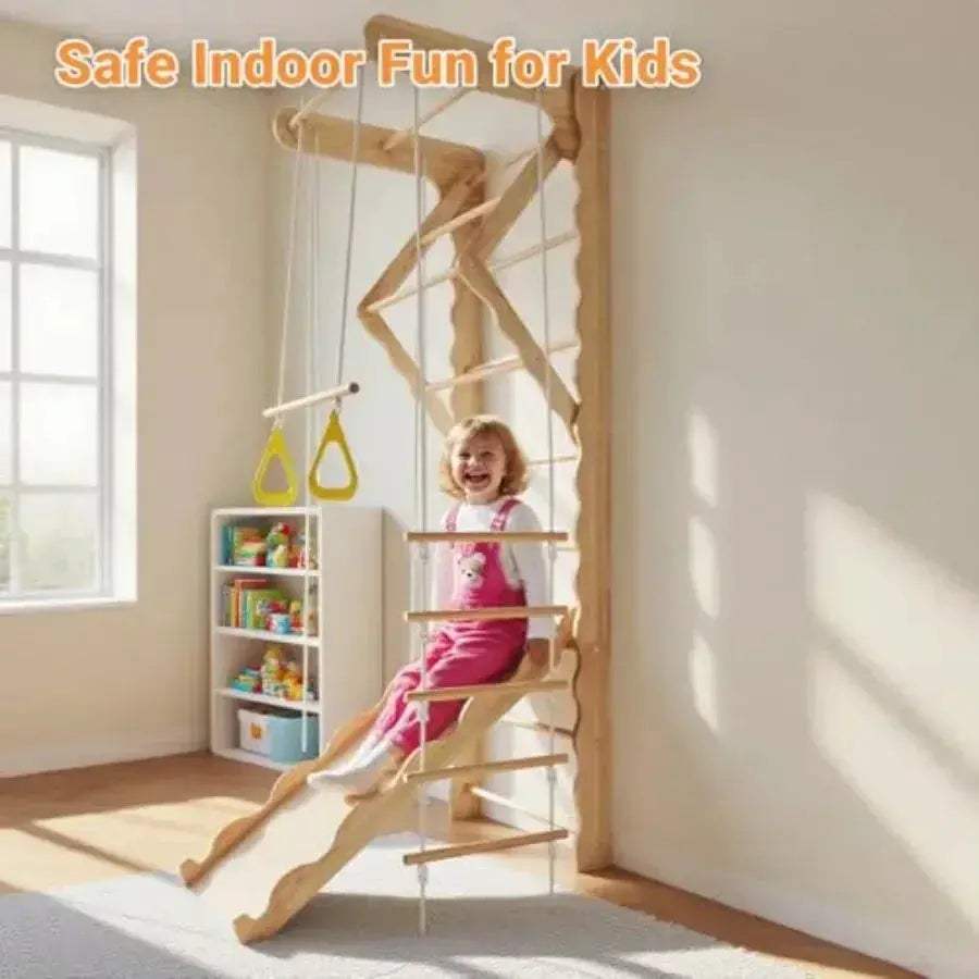  Wooden Indoor Jungle Gym With Swedish Ladder For Kids -  ToylandEU™