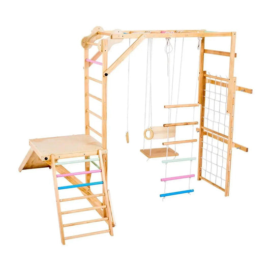  Wooden Indoor Playground Jungle Gym 8 In 1 Playset Safe -  ToylandEU™