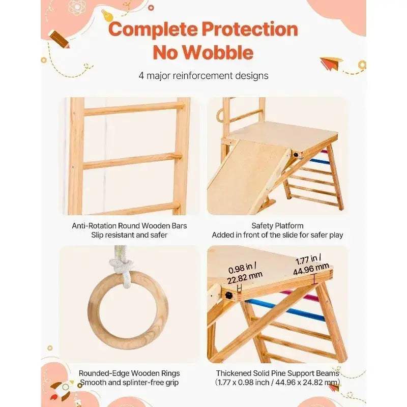 Wooden Indoor Playground Jungle Gym 8 In 1 Playset - ToylandEU