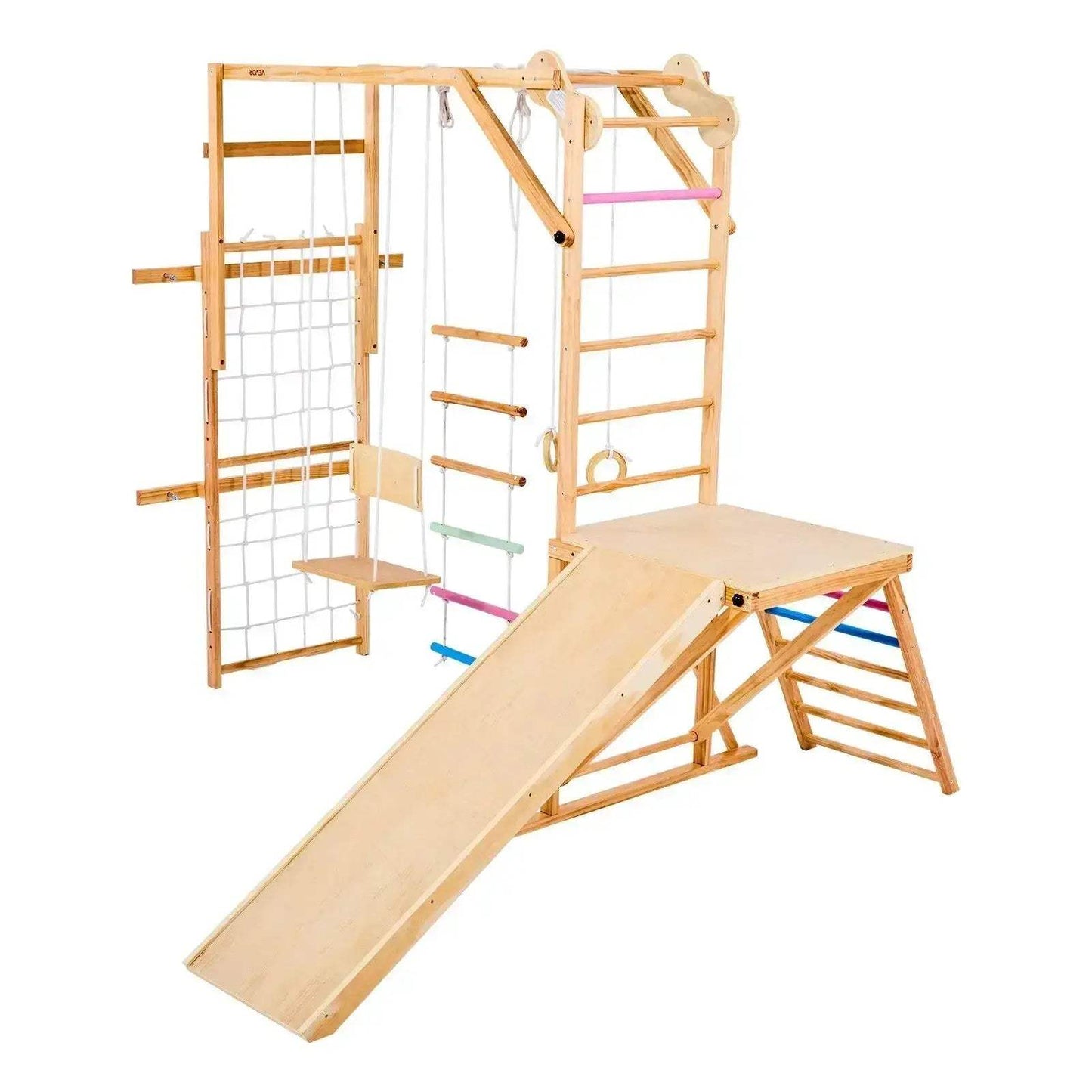 Wooden Indoor Playground Jungle Gym 8 In 1 Playset - ToylandEU