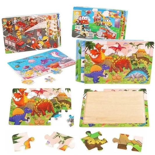  Wooden Jigsaw 3D Puzzle Kids Cartoon Animal Vehicle Educational Toys -  ToylandEU™