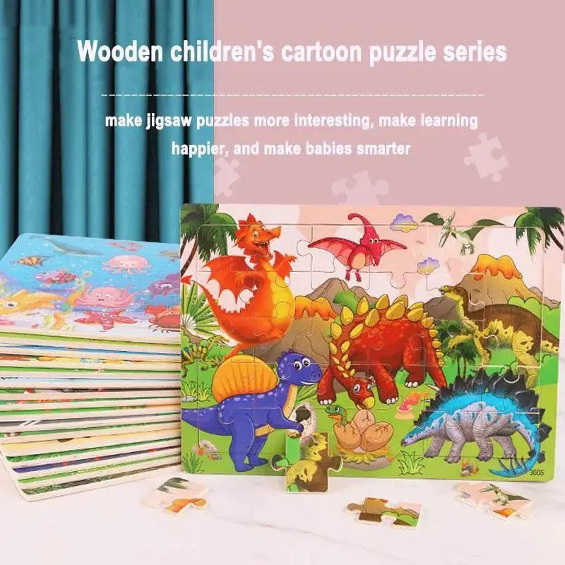  Wooden Jigsaw 3D Puzzle Kids Cartoon Animal Vehicle Educational Toys -  ToylandEU™