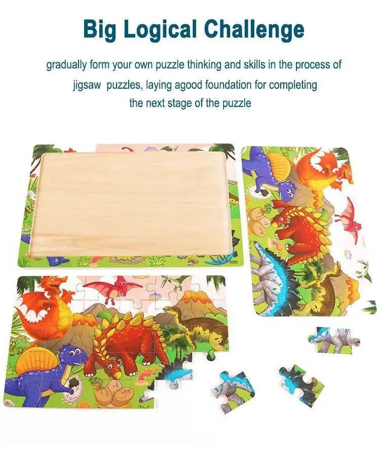  Wooden Jigsaw 3D Puzzle Kids Cartoon Animal Vehicle Educational Toys -  ToylandEU™