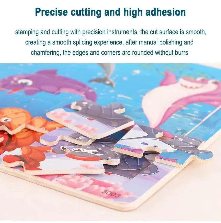  Wooden Jigsaw 3D Puzzle Kids Cartoon Animal Vehicle Educational Toys -  ToylandEU™