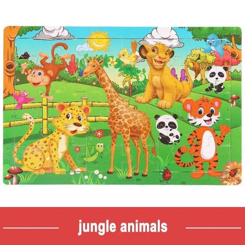  Wooden Jigsaw 3D Puzzle Kids Cartoon Animal Vehicle Educational Toys -  ToylandEU™
