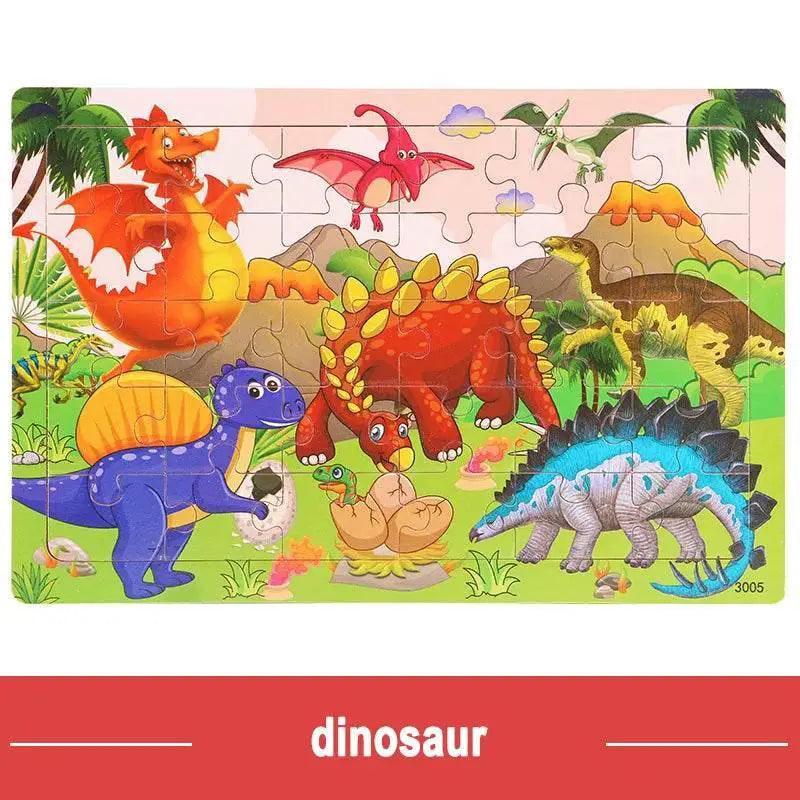  Wooden Jigsaw 3D Puzzle Kids Cartoon Animal Vehicle Educational Toys -  ToylandEU™