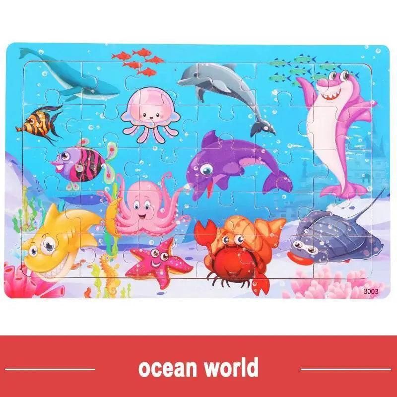  Wooden Jigsaw 3D Puzzle Kids Cartoon Animal Vehicle Educational Toys -  ToylandEU™