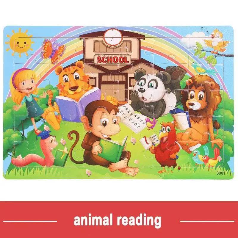 Wooden Jigsaw 3D Puzzle Kids Cartoon Animal Vehicle Educational Toys - ToylandEU