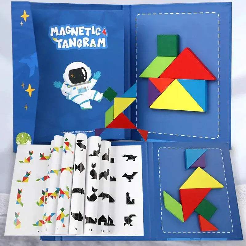 Wooden Jigsaw Magnetic Tangram Puzzle For Kids Educational Play - ToylandEU