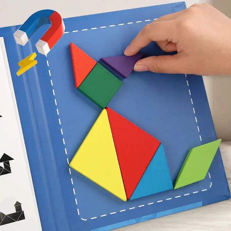 Wooden Jigsaw Magnetic Tangram Puzzle For Kids Educational Play - ToylandEU