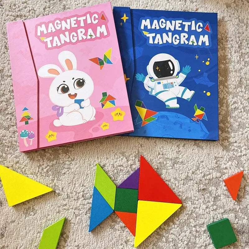 Wooden Jigsaw Magnetic Tangram Puzzle For Kids Educational Play - ToylandEU