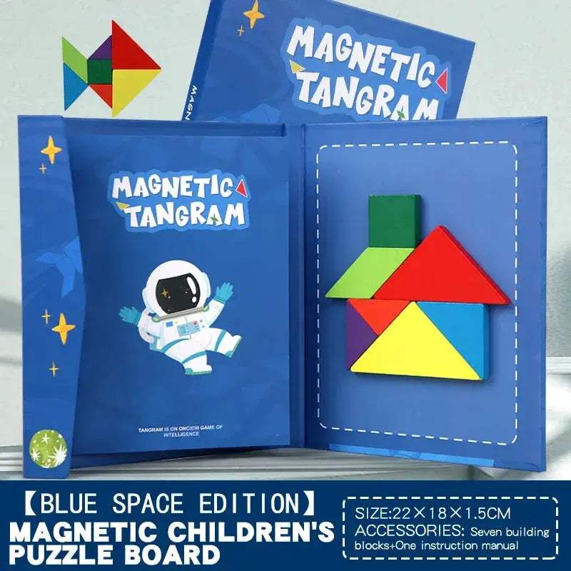 Wooden Jigsaw Magnetic Tangram Puzzle For Kids Educational Play - ToylandEU