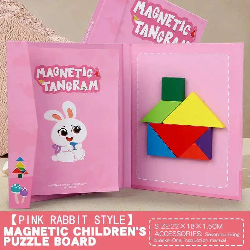 Wooden Jigsaw Magnetic Tangram Puzzle For Kids Educational Play - ToylandEU