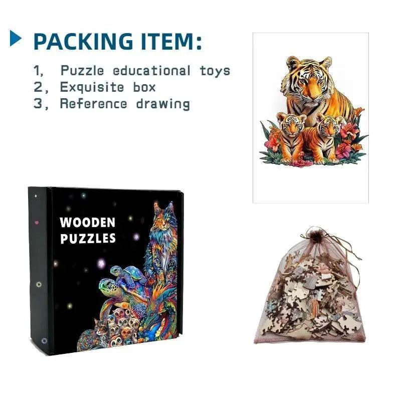  Unique Brain Training Animal Shape 3D Tiger Jigsaw Puzzle Educational Wooden Toy Gift for Kids and Adults -  ToylandEU™
