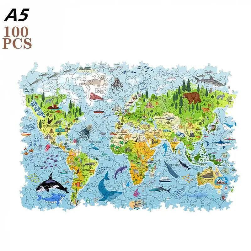  Educational World Map for Kids Wooden Jigsaw Puzzle Brain Trainer Interactive Family Toy -  ToylandEU™