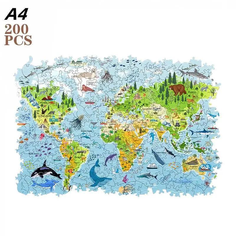  Educational World Map for Kids Wooden Jigsaw Puzzle Brain Trainer Interactive Family Toy -  ToylandEU™