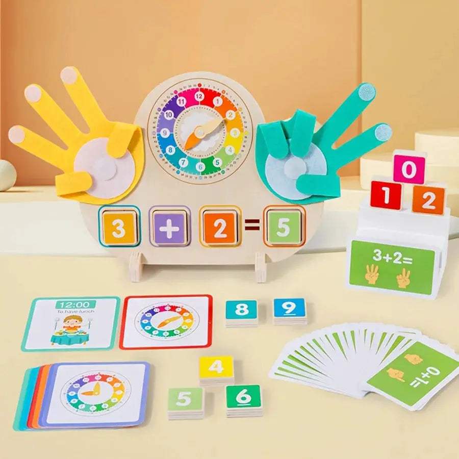 Wooden Kids Arithmetic Clock Toy For Time And Math Skills - ToylandEU