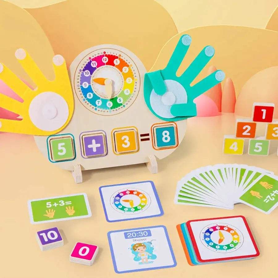 Wooden Kids Arithmetic Clock Toy For Time And Math Skills - ToylandEU
