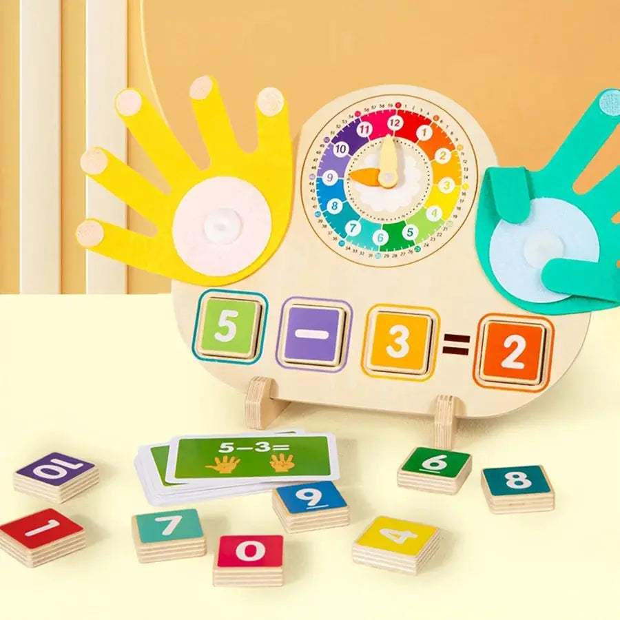 Wooden Kids Arithmetic Clock Toy For Time And Math Skills - ToylandEU