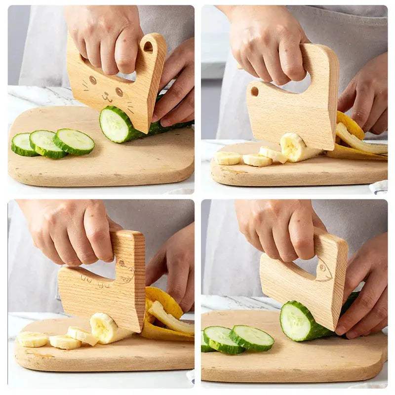  Wooden Kids Knife Safe Kitchen Toy With Dinosaur Shape Cutter -  ToylandEU™