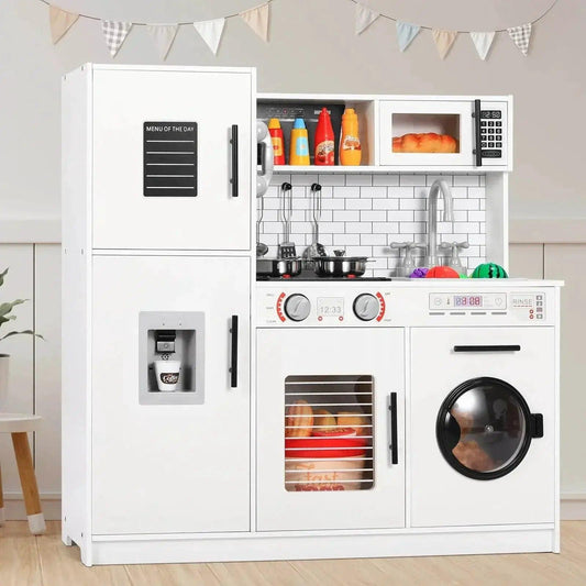  Wooden Kitchen Kids Pretend Play Set with Light and Sound -  ToylandEU™