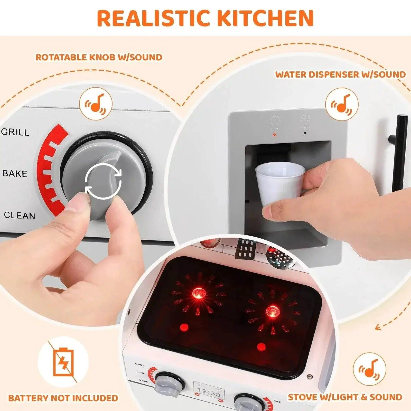  Wooden Kitchen Kids Pretend Play Set with Light and Sound -  ToylandEU™