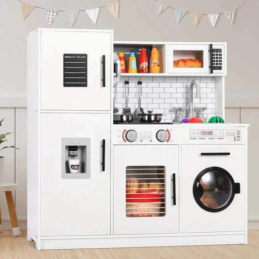  Wooden Kitchen Kids Pretend Play Set with Light and Sound -  ToylandEU™
