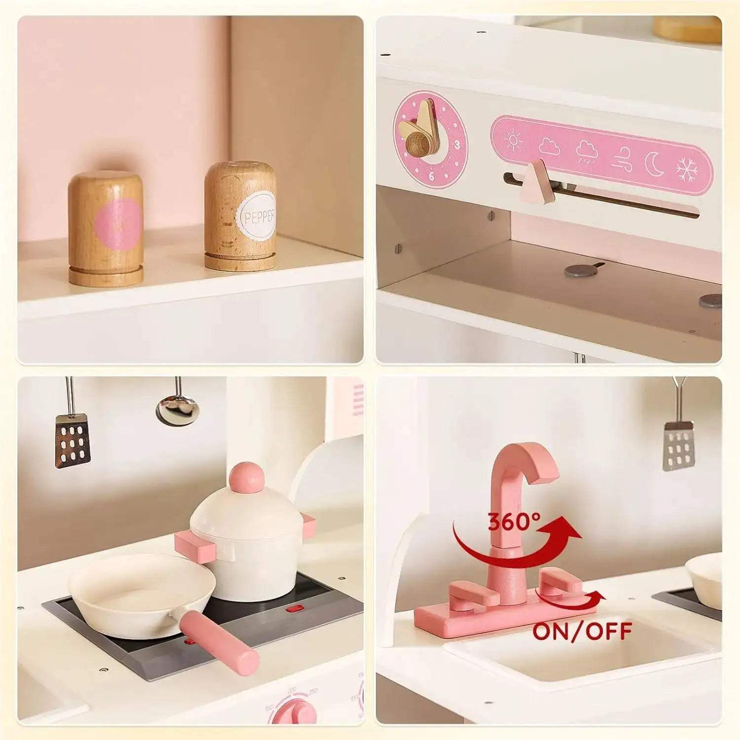  Wooden Kitchen Playset For Kids With Realistic Oven -  ToylandEU™
