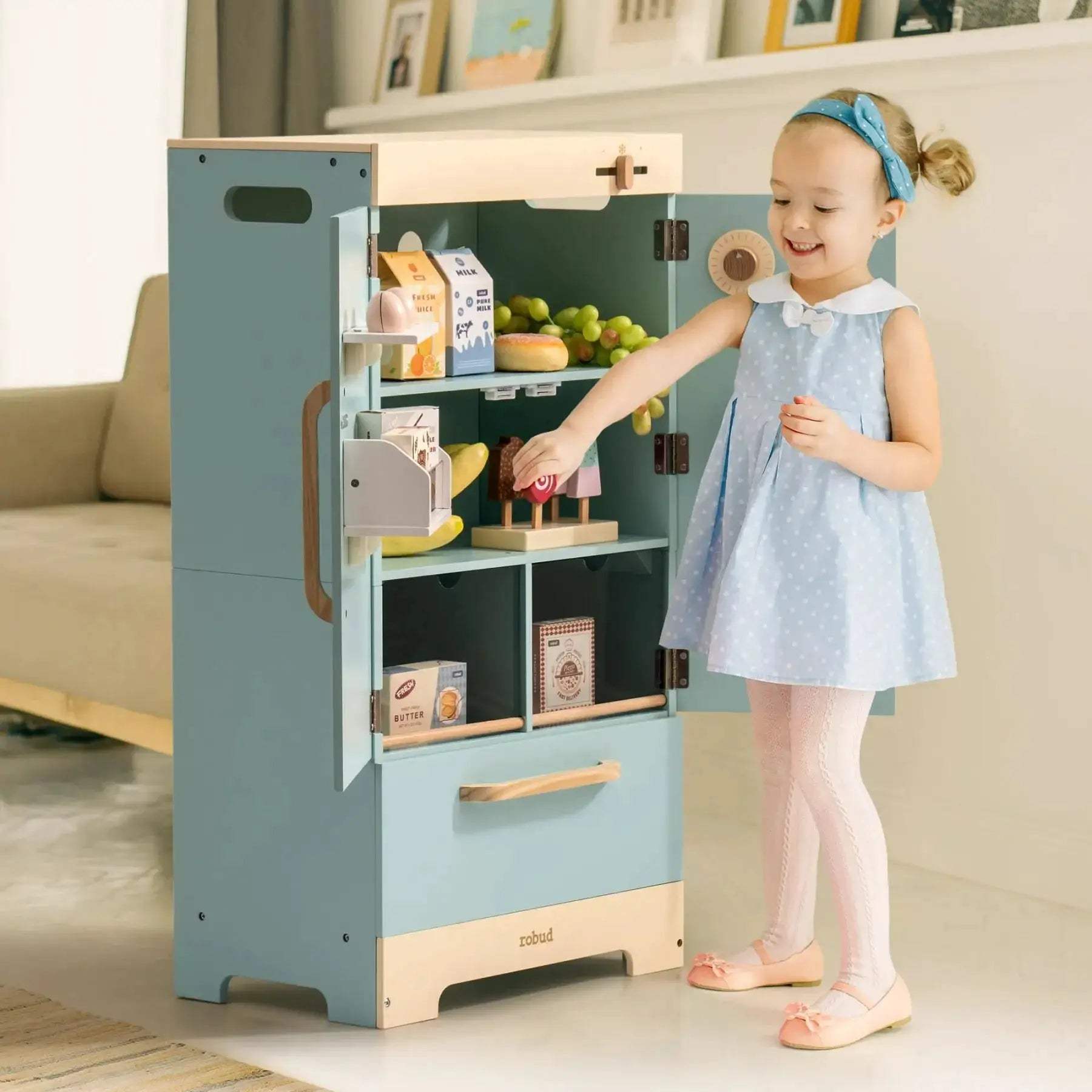  Wooden Kitchen Playset Realistic Fridge And Oven For Kids -  ToylandEU™