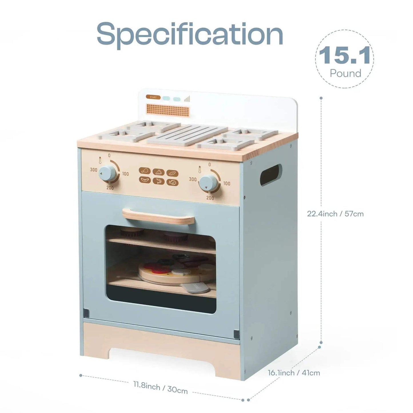  Wooden Kitchen Playset Realistic Fridge And Oven For Kids -  ToylandEU™