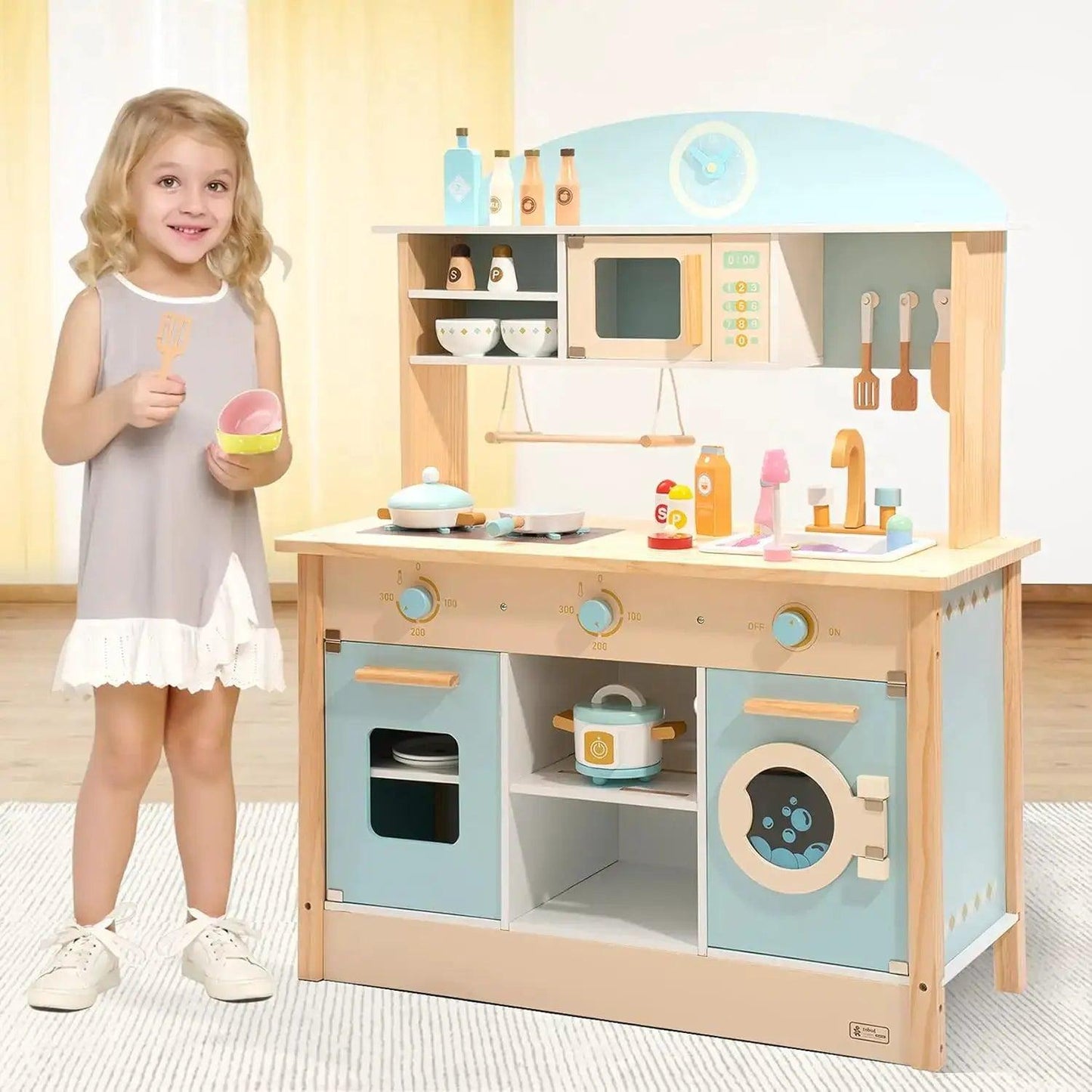  Wooden Kitchen Playset Realistic No Electric Cooking -  ToylandEU™