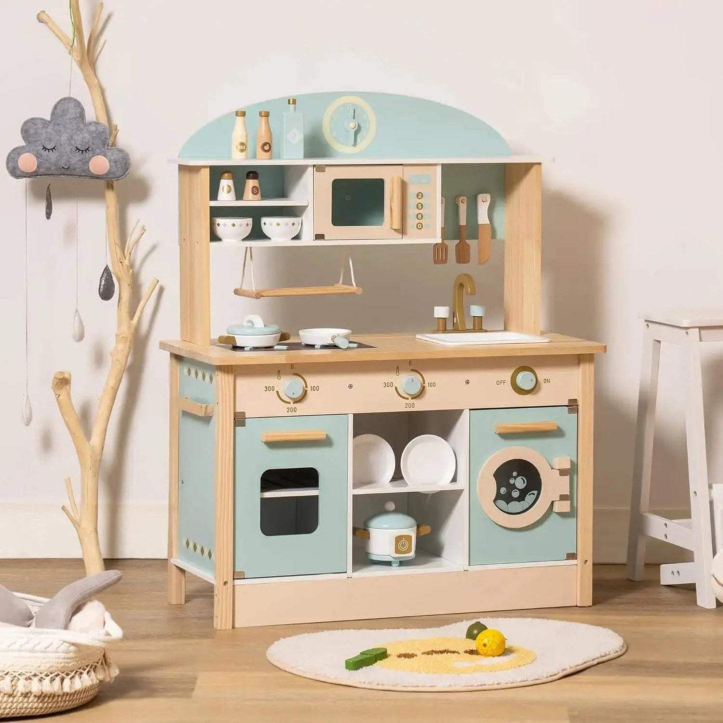  Wooden Kitchen Playset Realistic No Electric Cooking -  ToylandEU™