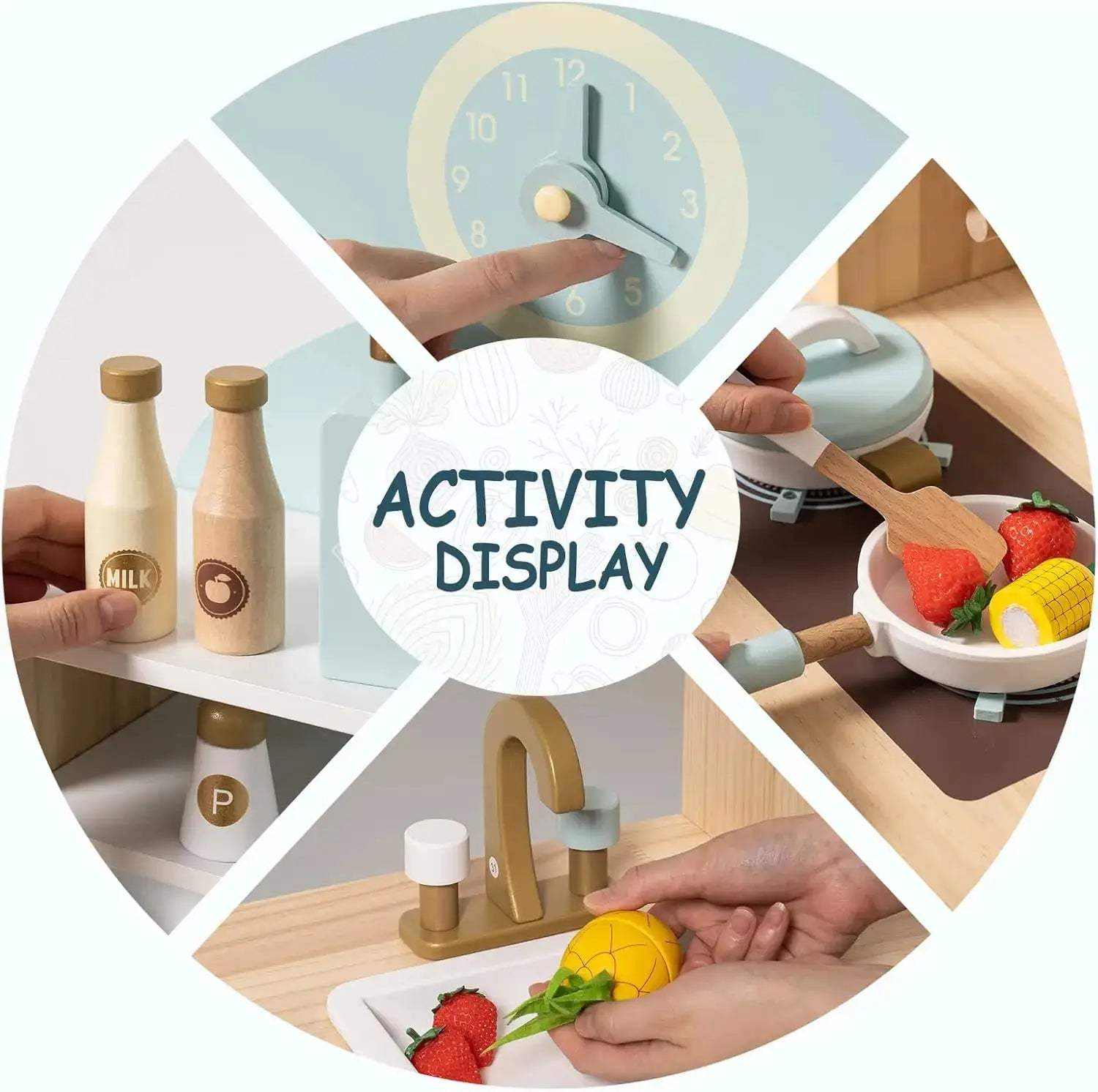  Wooden Kitchen Playset Realistic No Electric Cooking -  ToylandEU™