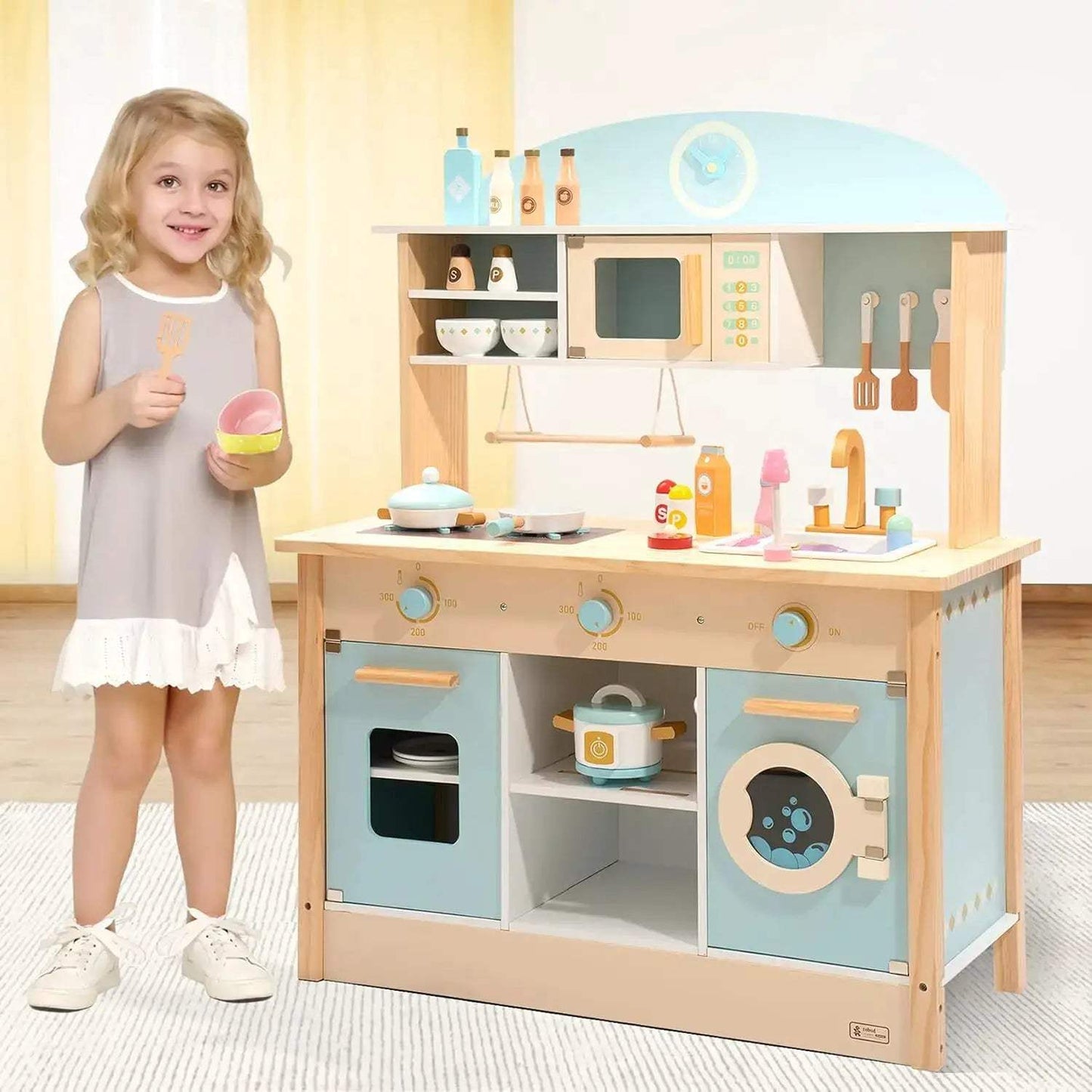  Wooden Kitchen Playset Realistic No Electric Cooking -  ToylandEU™