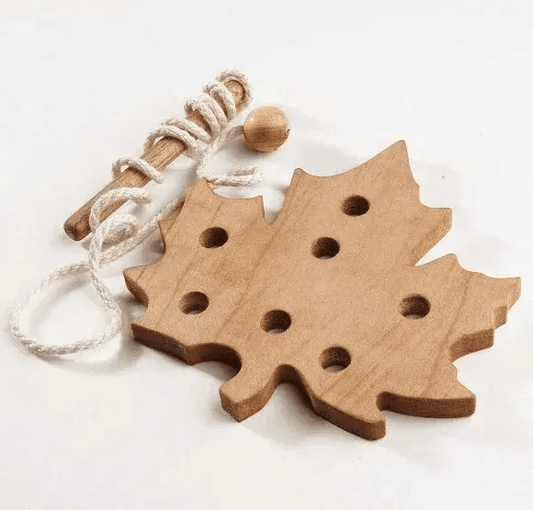  Wooden Lacing Toy Maple Leaf Handmade Fine Motor -  ToylandEU™