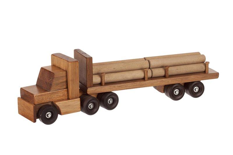 Wooden Log Truck Toy Amish Made With Removable Logs