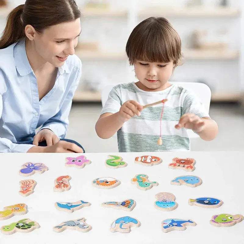 Wooden Magnetic Fishing Toy For Kids Marine Life Education - ToylandEU