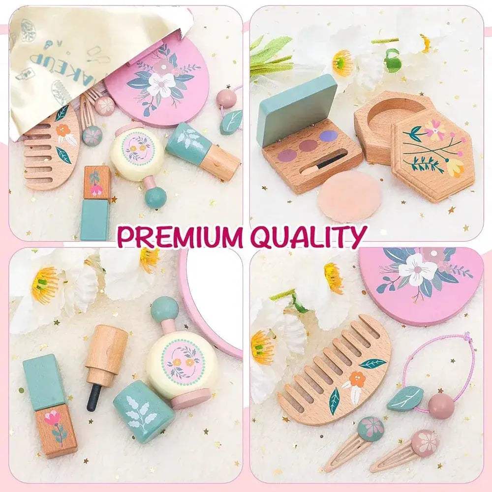 Wooden Makeup Toy Set For Kids Beech Wood Pretend Play - ToylandEU