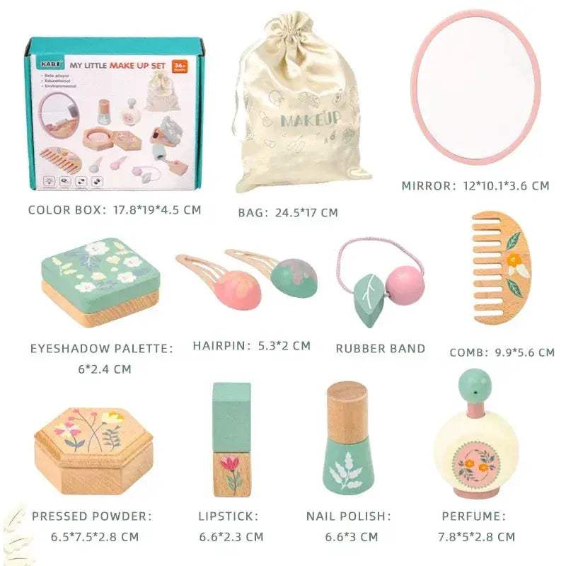 Wooden Makeup Toy Set For Kids Beech Wood Pretend Play - ToylandEU