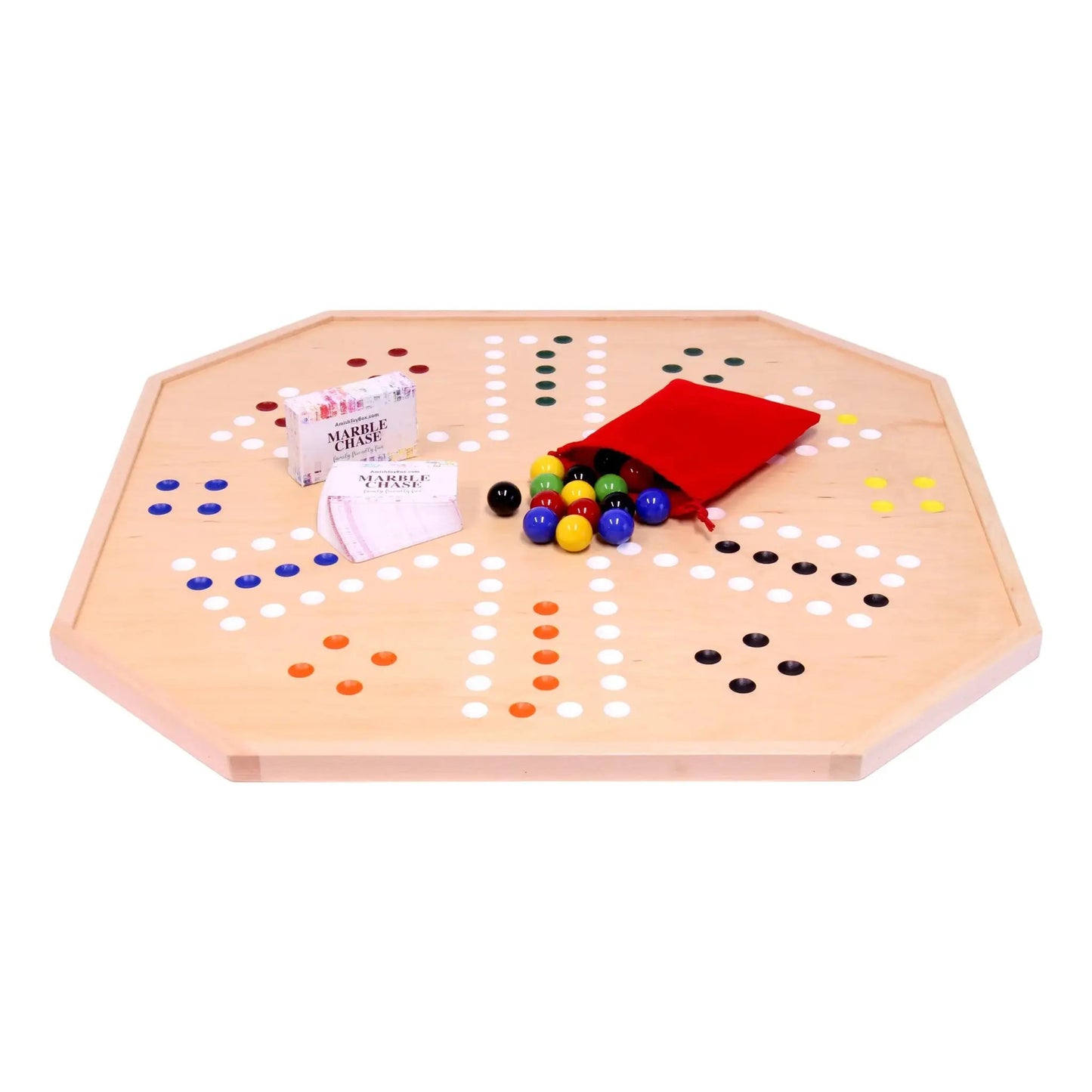Wooden Marble Chase Board Game Set - 25" Wide Board - Double-Sided - ToylandEU