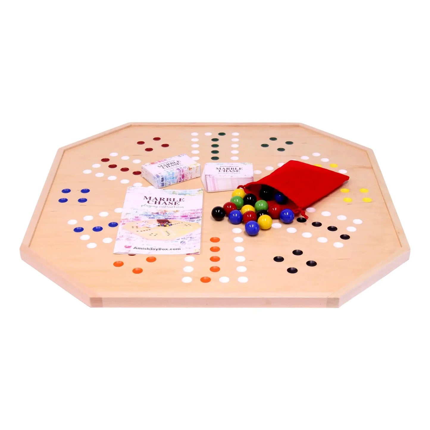 Wooden Marble Chase Board Game Set - 25" Wide Board - Double-Sided - ToylandEU