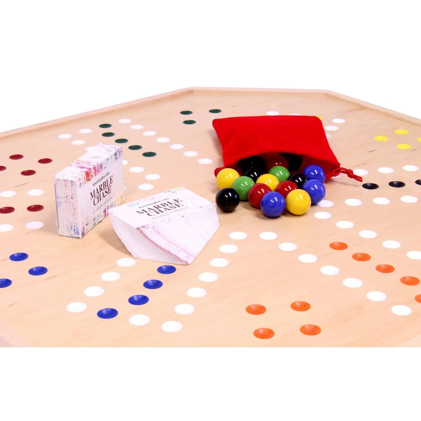 Wooden Marble Chase Board Game Set - 25" Wide Board - Double-Sided - ToylandEU