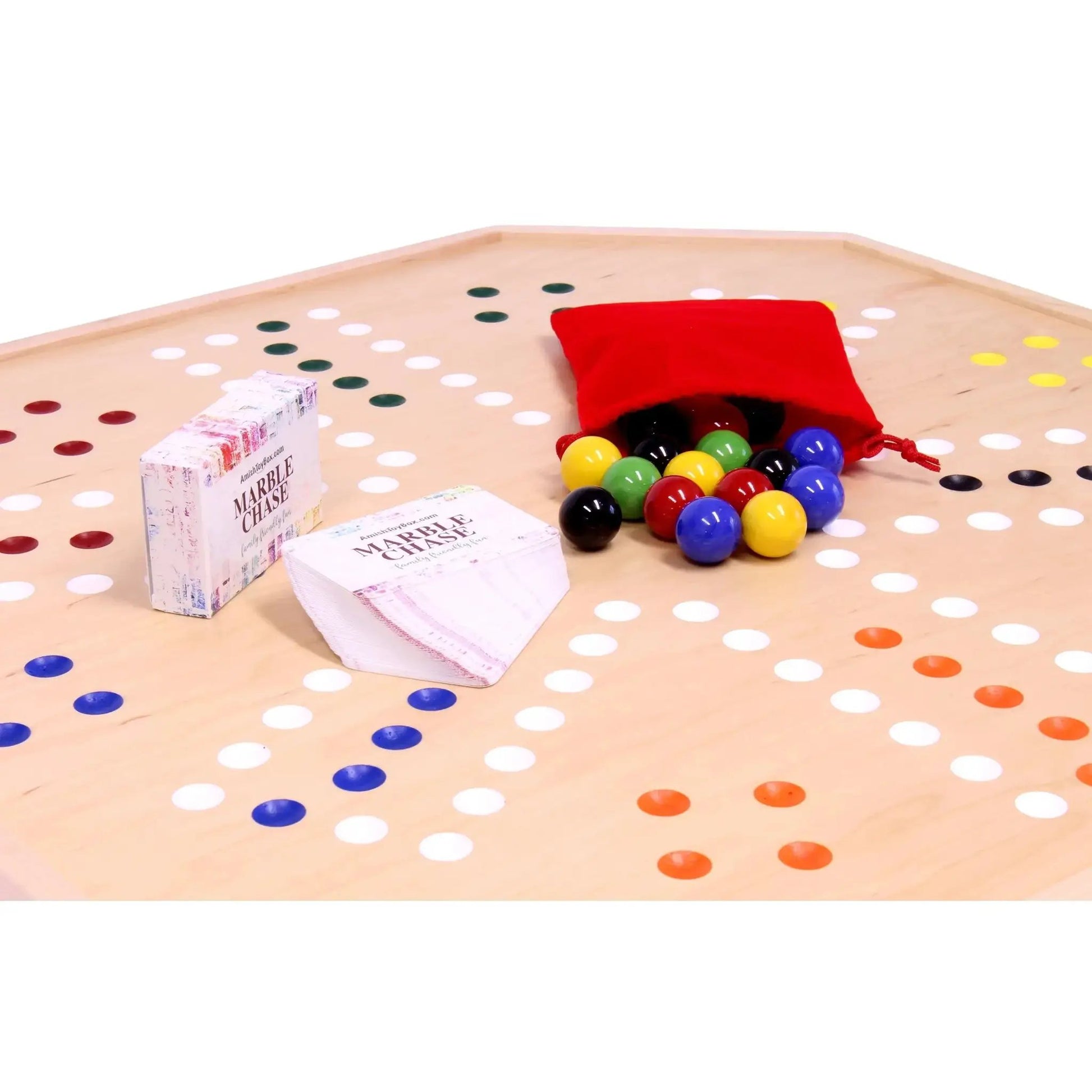 Wooden Marble Chase Board Game Set - 25" Wide Board - Double-Sided - ToylandEU