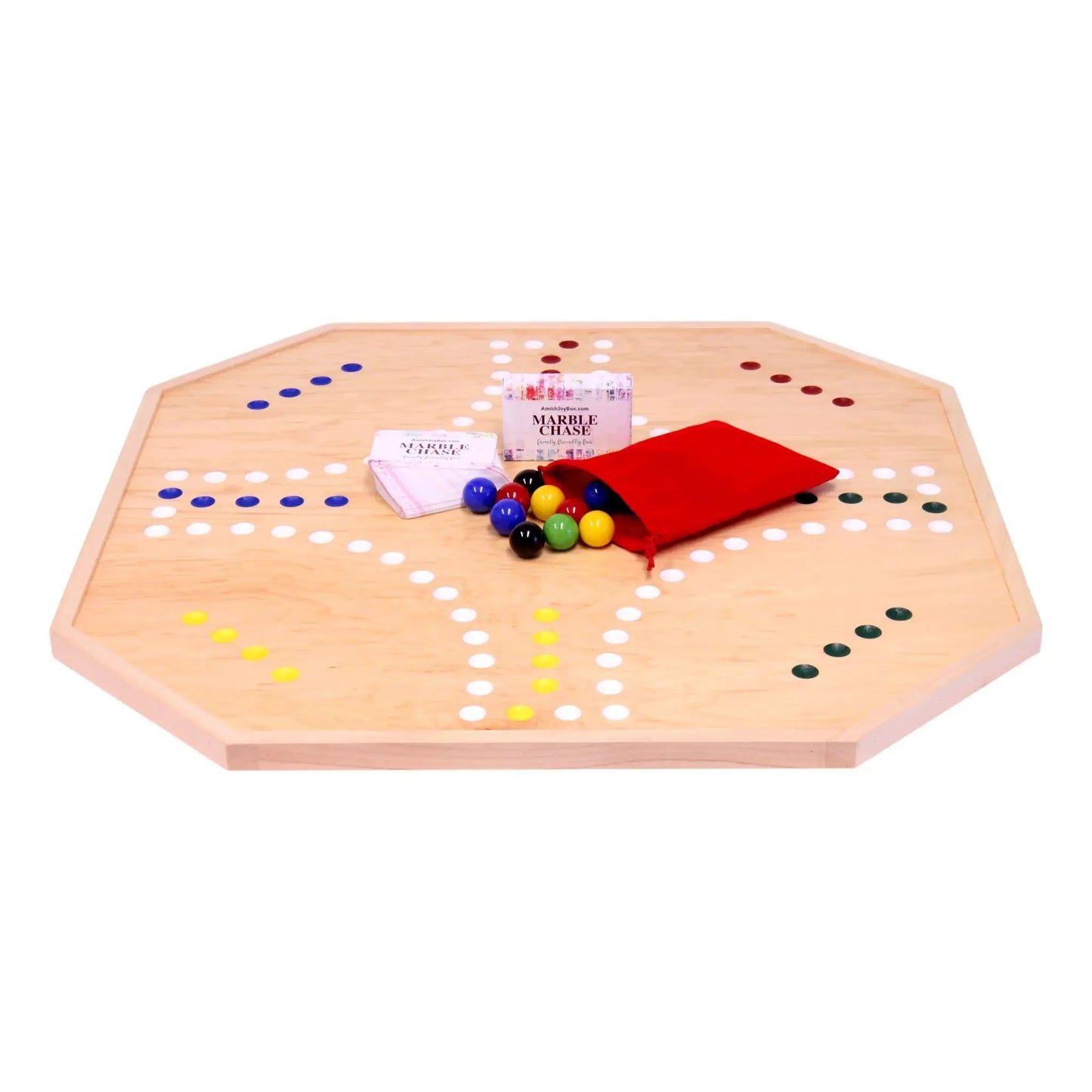 Wooden Marble Chase Board Game Set - 25" Wide Board - Double-Sided - ToylandEU