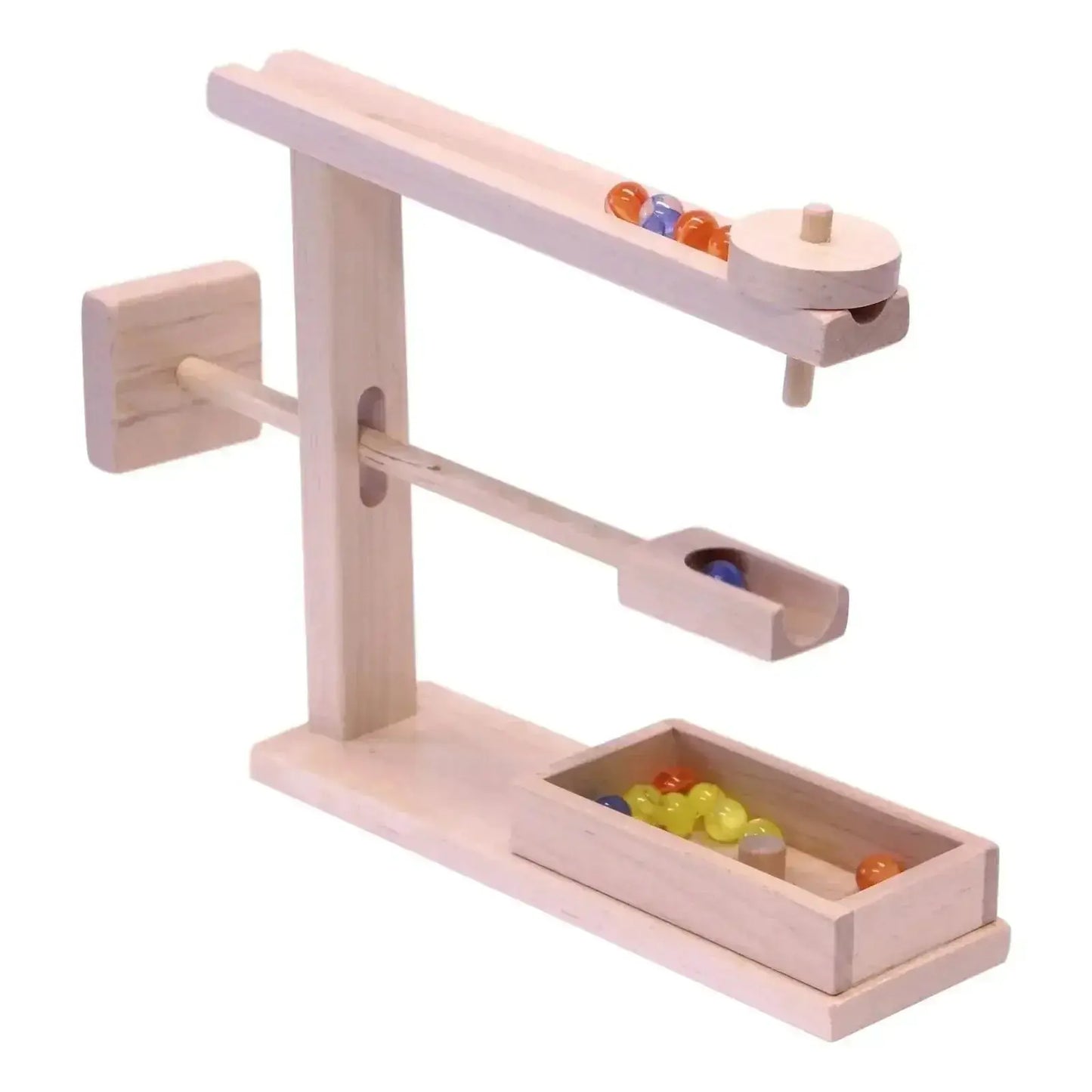 Amish-Made Wooden Marble Roller Machine Toy, Child-Safe Maple/Walnut Finish - ToylandEU