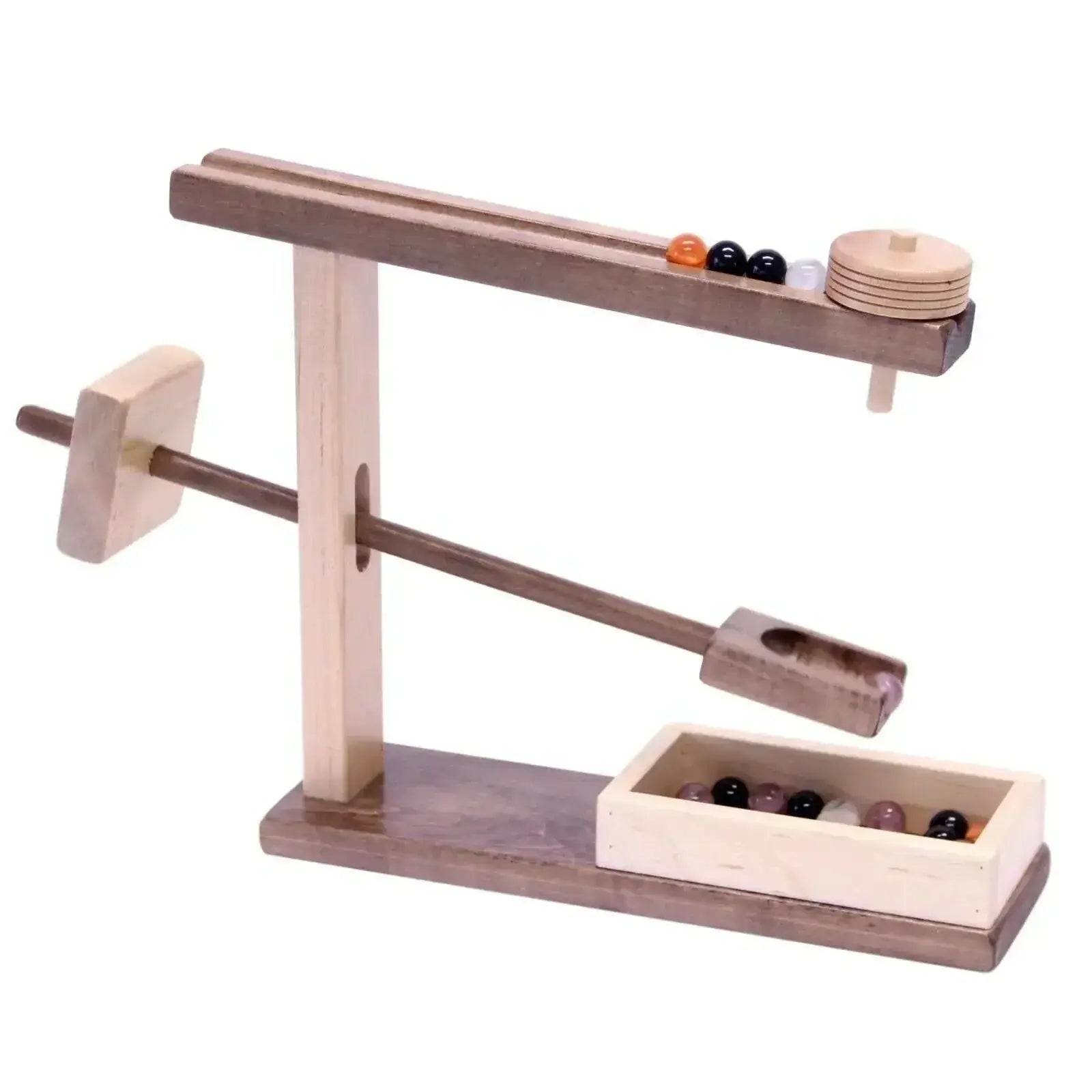 Amish-Made Wooden Marble Roller Machine Toy, Child-Safe Maple/Walnut Finish - ToylandEU