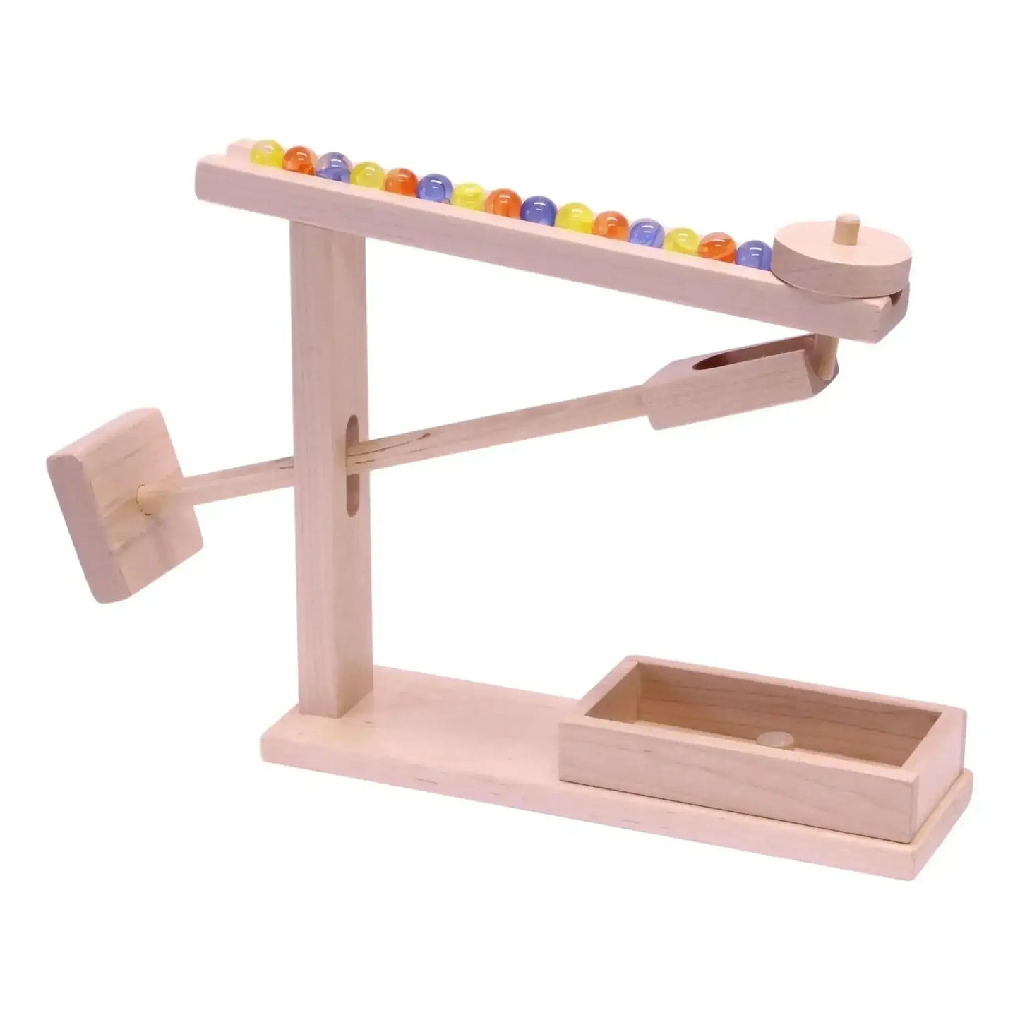 Amish-Made Wooden Marble Roller Machine Toy, Child-Safe Maple/Walnut Finish - ToylandEU